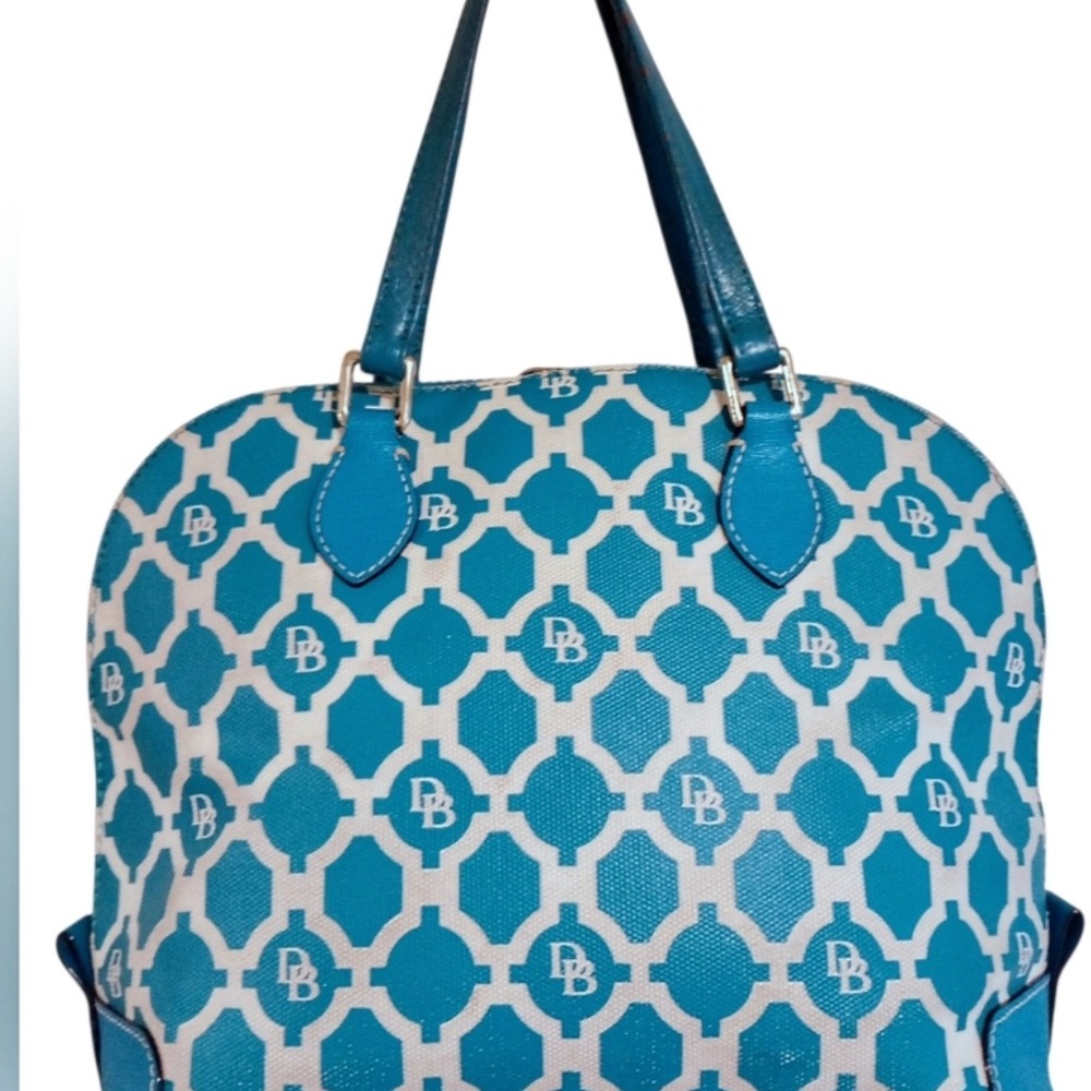 Dooney & Bourke Teal and White Satchel - Picture 5 of 9